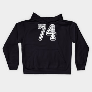 Number 74 Grungy in white Kids Hoodie